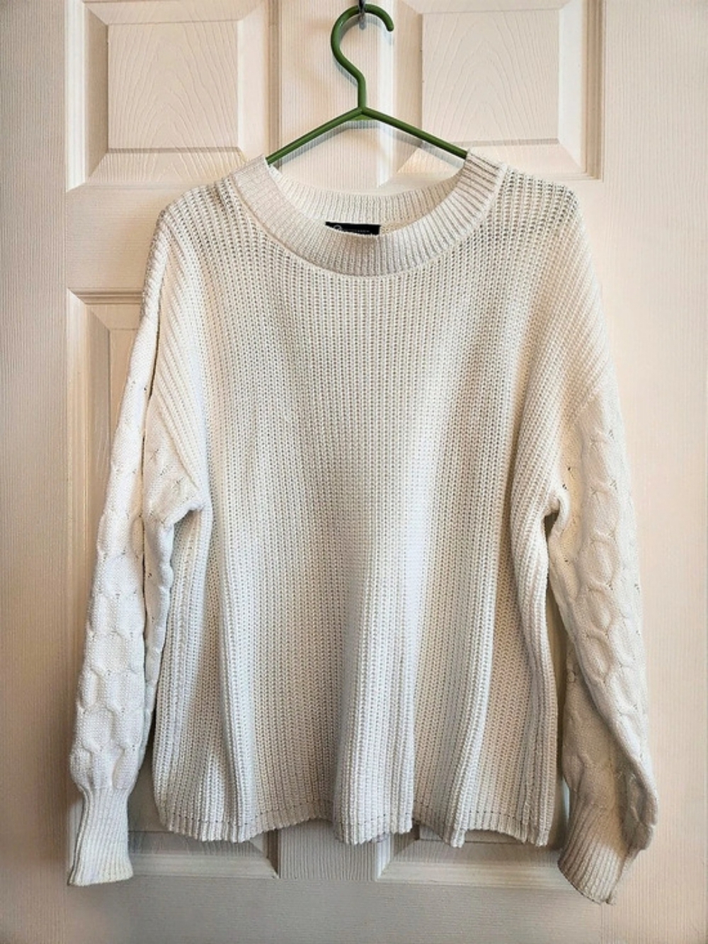 PrettyGarden Cable Knit Long Sleeve Crewneck Oversized Sweater Large